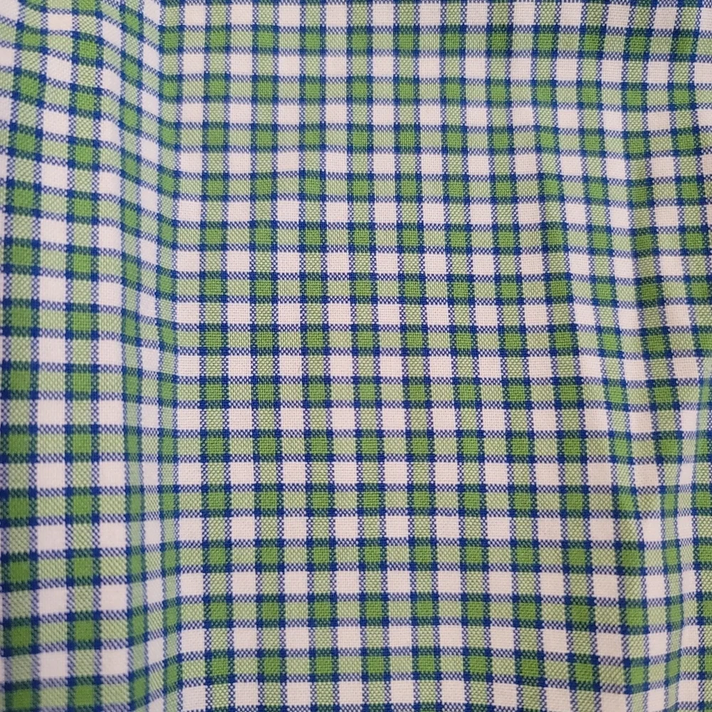 Banana Republic Shirt Mens L Large Green Blue Plaid Button Up Long Sleeve